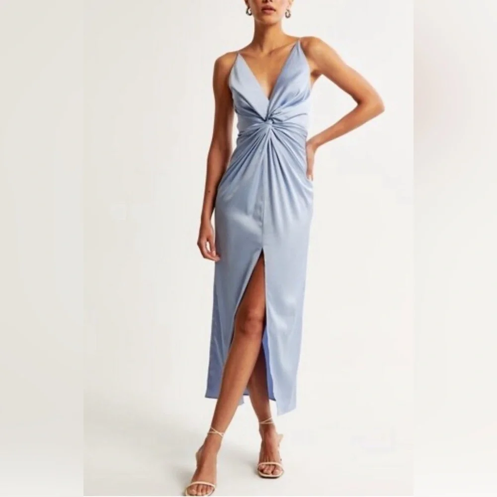 Abercrombie & Fitch Draped Twist-Front Maxi Dress Large